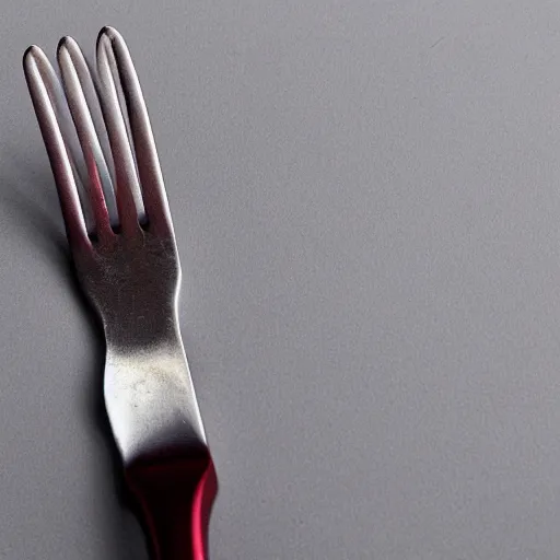 Prompt: fork made of steam, fork made of crimson metal