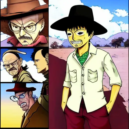 Image similar to walter white as luffy