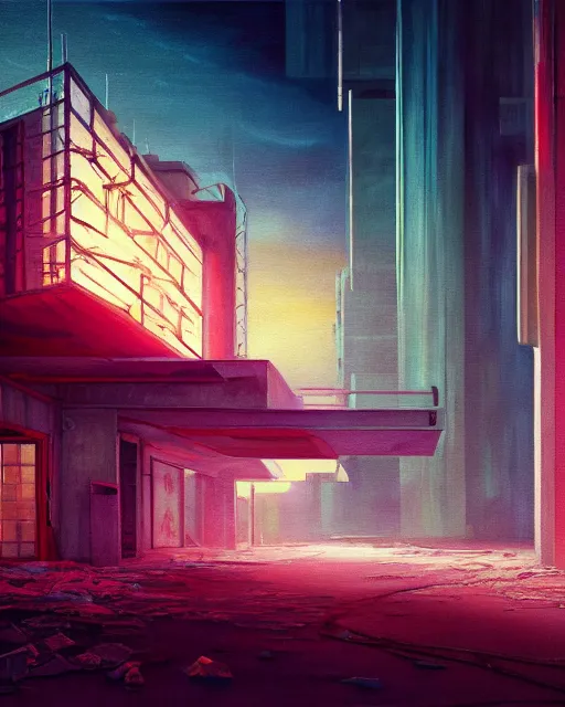 Image similar to a beautiful very detailed painting of abandoned city bedroom by renzo piano, dramatic lighting vice city at dawn water tundra bladerunner 2 0 4 9 at dusk desert thermal vision postcyberpunk reclaimed by nature hyperrealism galactic anime lake lightpaint nightvision extraterrestial, archdaily, wallpaper, highly detailed, trending on artstation.