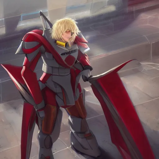 Prompt: Char Aznable Outside of Red Comet by WLOP