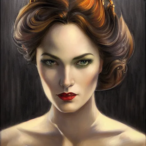 Image similar to a streamline moderne, art nouveau, multi - ethnic portrait in the style of charlie bowater, and in the style of donato giancola, and in the style of charles dulac. intelligent, expressive eyes. symmetry, ultrasharp focus, dramatic lighting, semirealism, intricate symmetrical ultrafine background detail.