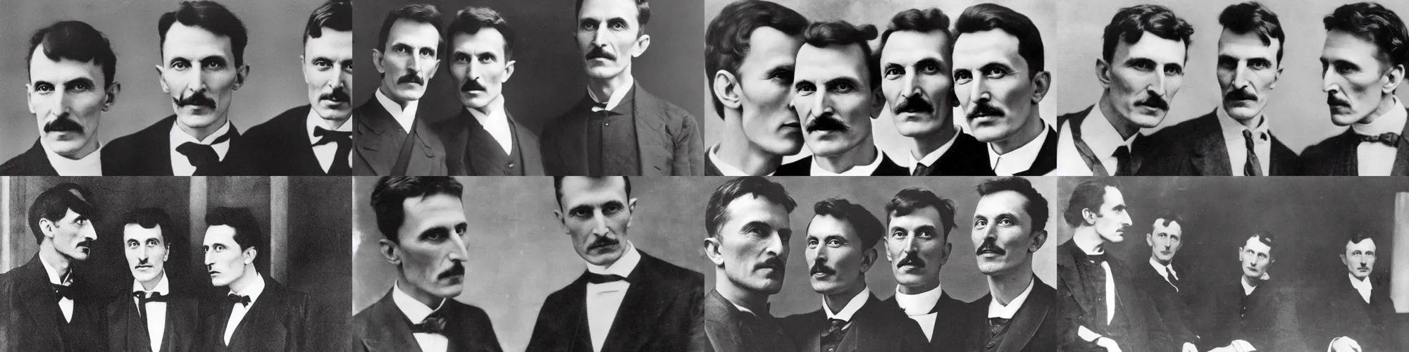 Prompt: Nikola Tesla and Elon Musk making out