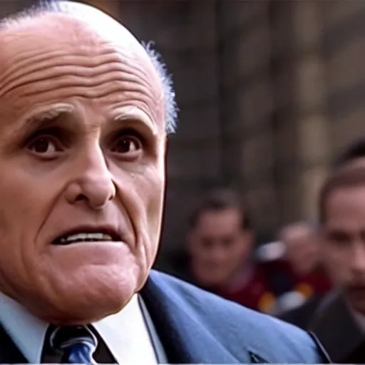 Prompt: Film still of Rudy Giuliani playing the role of Emperor Palpatine