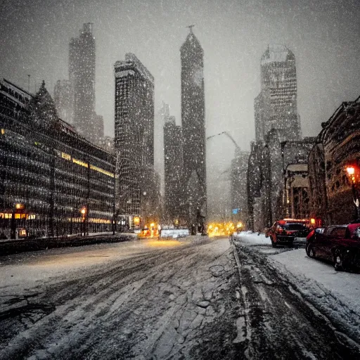 Prompt: city landscape snow apocalypse