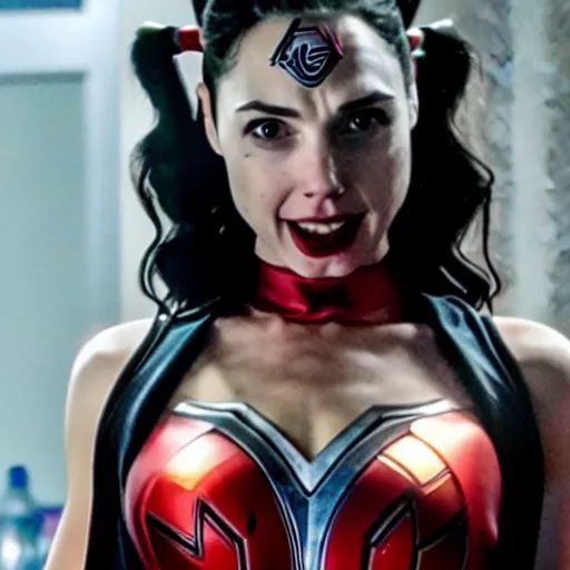 Prompt: A still of Gal Gadot as Harley Quinn