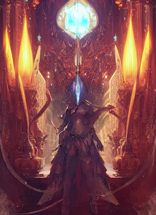 Image similar to legendary sword of technology, ornate gothic baroque spikes, glowing face, detailed realistic, ray tracing, colored gems, art by wlop and greg rutkowski and artgerm