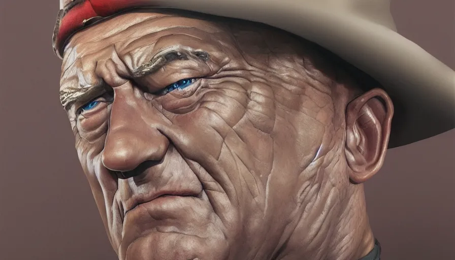 Prompt: Hand painted bust of John Wayne, hyperdetailed, artstation, cgsociety, 8k