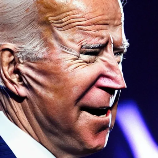 Image similar to closeup of Joe Biden with his tongue sticking out