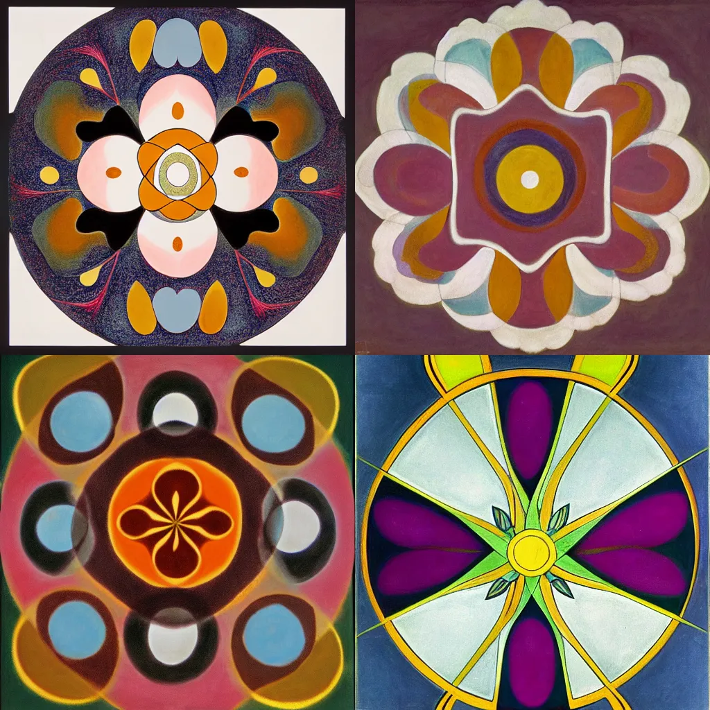 Prompt: flower in the style of hilma af klint and Escher