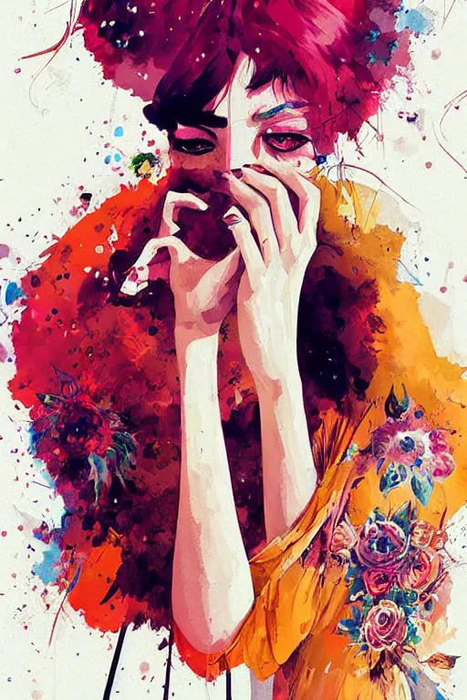 Image similar to an ultra detailed beautiful painting of a stylish woman with colorful sundress, concert poster, modern, conrad roset, greg rutkowski