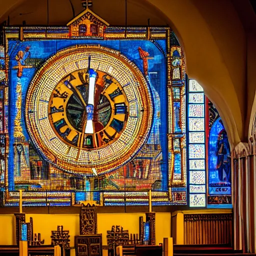 Image similar to a large church with a clock on the top of it, a mosaic by avigdor arikha, trending on unsplash, orphism, photo taken with ektachrome, photo taken with nikon d 7 5 0, photo taken with provia