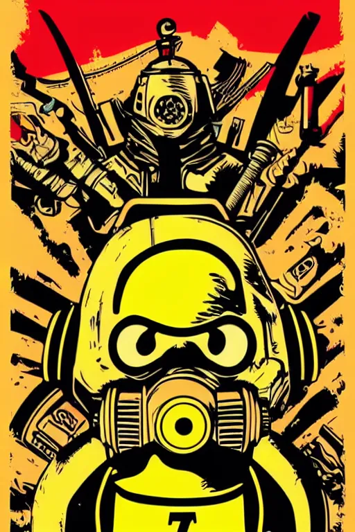 Image similar to fallout 7 6 retro futurist illustration art by butcher billy, sticker, colorful, illustration, highly detailed, simple, smooth and clean vector curves, no jagged lines, vector art, smooth andy warhol style