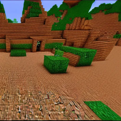 Prompt: a screenshot of a minecraft desert village on fire, 7 2 0 p resolution, vhs artifacts.
