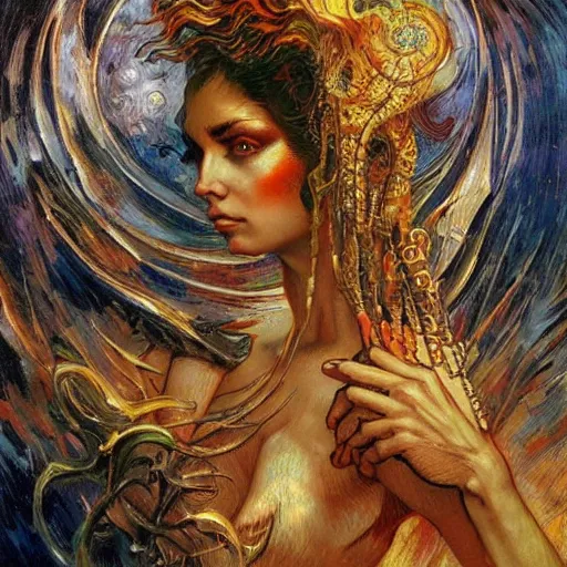 Image similar to Divine Chaos Engine by Karol Bak and Vincent Van Gogh