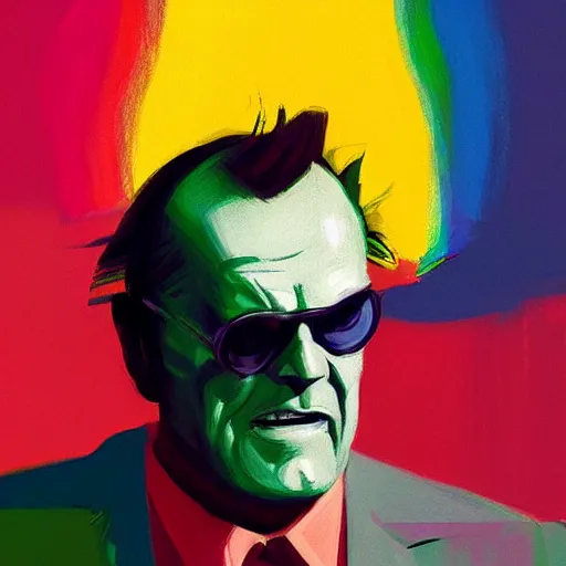 Prompt: 🌈 abstract motorcycle engine head of jack nicholson by atey ghailan and edward hopper