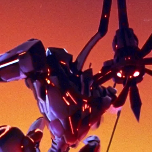 Image similar to movie still of a cyborg evangelion, cinematic composition, cinematic light, warm lighting criterion collection, by edgar allan poe