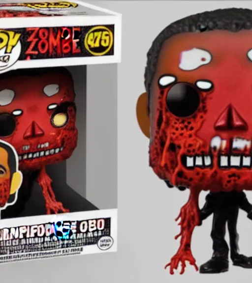 Prompt: rare bloody transparent zombie obama funko pop, ebay listing