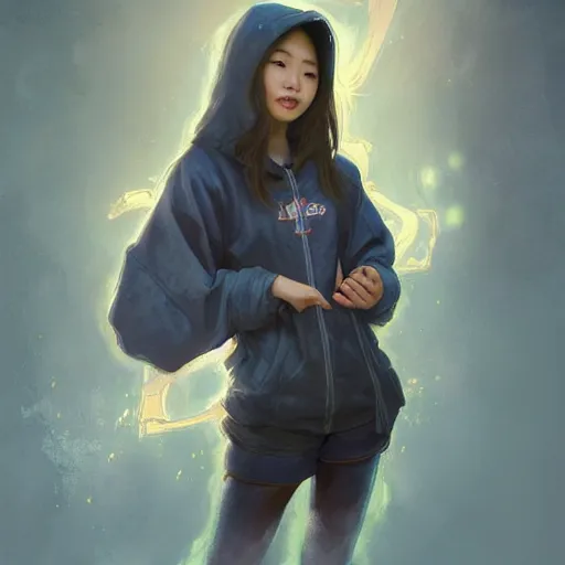 A digital painting of a beautiful chinese girl standing and posi