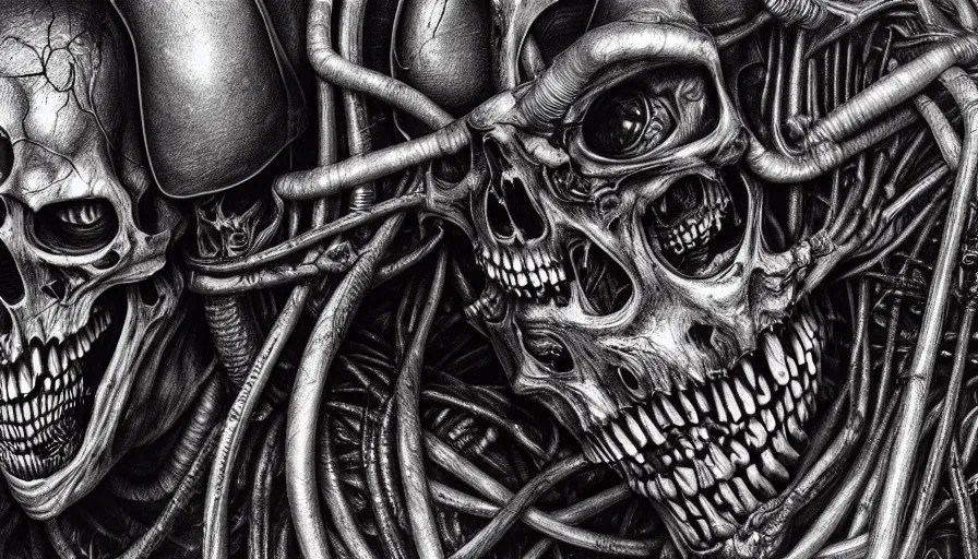 Image similar to city of death, death, fear, horror, extremely high detail, ultra realistic, hyperrealism, by giger, 4 k