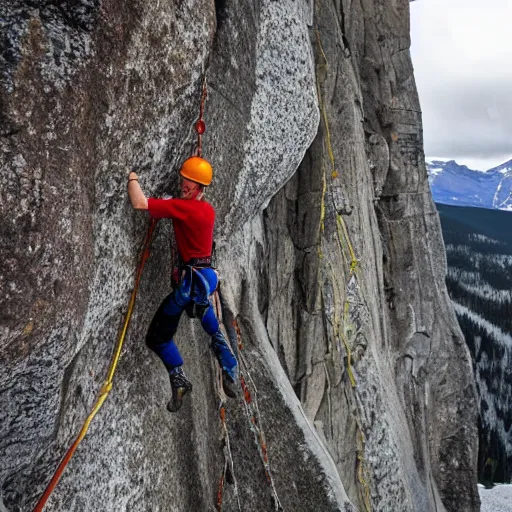 Image similar to a photo of a rock - climber in the canadian rockies