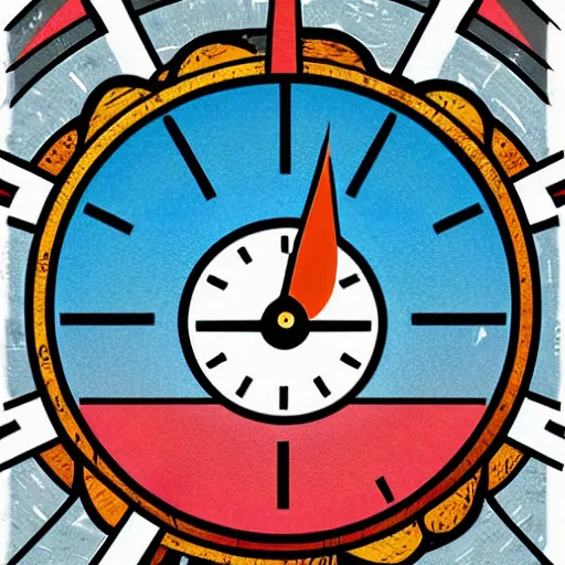 Image similar to centred clock arrow colourful illustration art by tim doyle