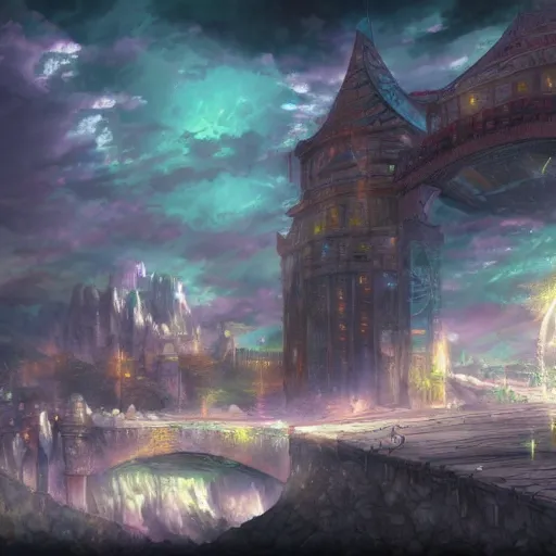 Image similar to heaven city fantasy pixiv scenery art inspired by magical fantasy