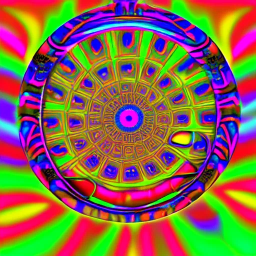 Prompt: psychedelic digital art of a hypnotist swinging a watch back and forth