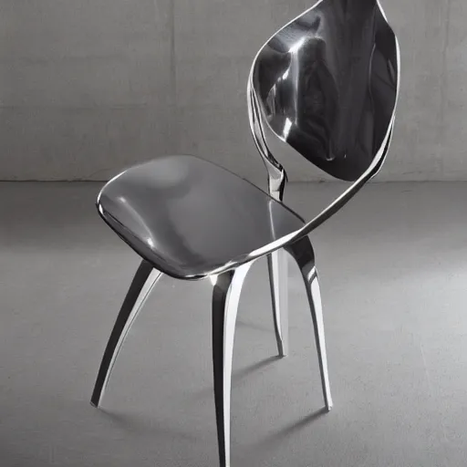 Prompt: futuristic luxury chair from stainless steel design by tom dixon