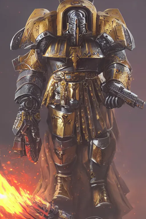 Image similar to armor portrait heros warhammer 4 0 k horus heresy fanart - the primarchs emperor by johannes helgeson animated with vfx concept artist & illustrator global illumination ray tracing hdr fanart arstation zbrush central hardmesh 8 k octane renderer comics stylized