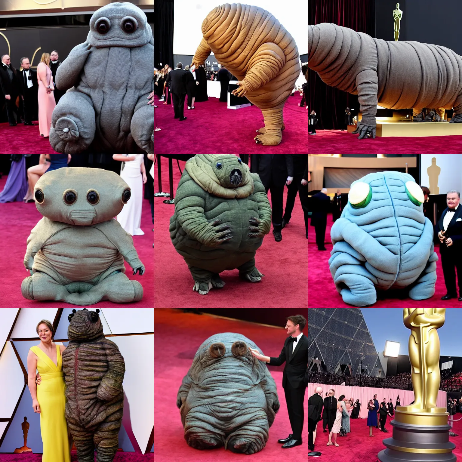 Prompt: giant very real tardigrade at the oscars ceremony