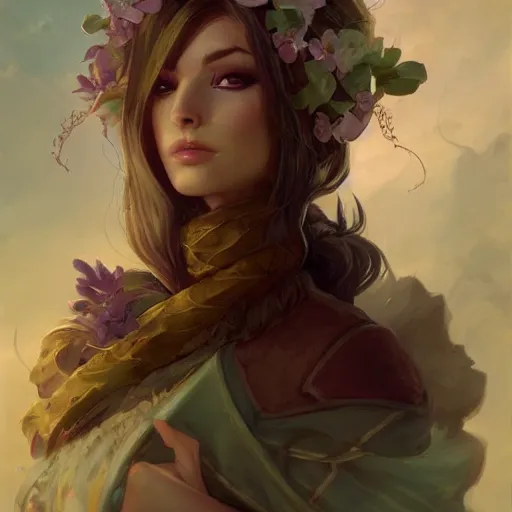 Prompt: blossoms l, pretty, beautiful, dnd character art portrait, matte fantasy painting, deviantart artstation, by jason felix by steve argyle by tyler jacobson by peter mohrbacher, cinematic