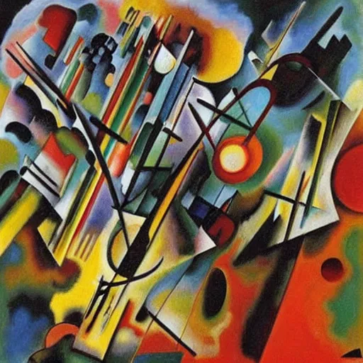 Prompt: an abstract oil painting of the apocalypse, by Wassily Kandinsky, and Gerhard Richter and Anselm Kiefer, ,beautiful, eerie, surreal, colorful