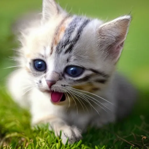 Image similar to a kitten sticking its tongue out