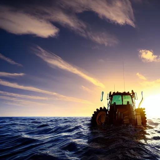 Image similar to ultrawide shot backlit ploughing the seabed underwater