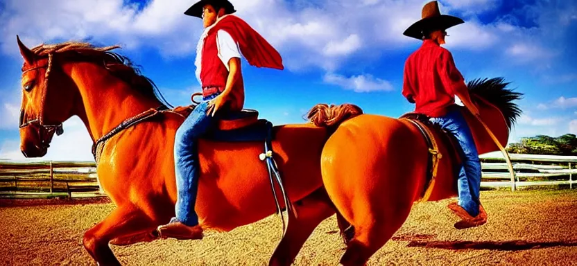 Image similar to “ luffy riding horse, side shot, 8 k resolution, high detailed ”