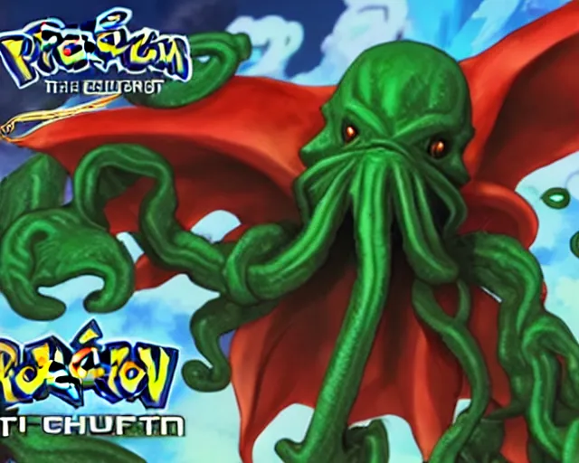 Prompt: Cthulhu in the Pokémon games. Capturing Cthulhu. RPG pet simulator.