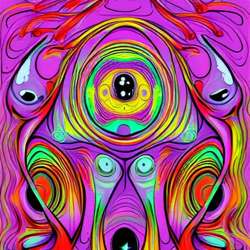 Image similar to 👽 🤖 psychedelic style, surreal, digital painting