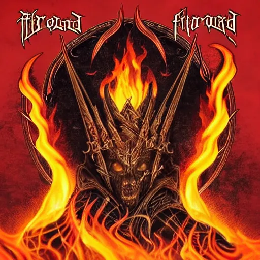 Prompt: album cover art for the metal band firelord, titled firelord