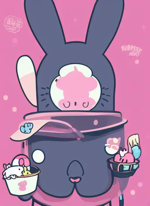 Prompt: realistic detailed semirealism anthropomorphic pink rabbit character wearing a bucket hat. Cute, kawaii, Cooky, bt21, Sanrio inspired. Rabbt_character, rabbit_bunny, 獣, iconic character splash art, Detailed fur, detailed textures, 4K high resolution quality artstyle professional artists WLOP, Aztodio, Taejune Kim, Guweiz, Pixiv, Instagram, Artstation