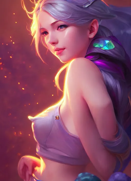 Image similar to beautiful lux fortune from league of legends, half body shot, path traced, realistic, highly detailed, high quality, digital painting, hd, alena aenami, lilia alvarado, shinji aramaki, karol bak, alphonse mucha, tom bagshaw