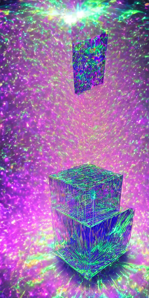 Image similar to a hyper realistic holographic sculpture of surreal quantum levitation, digital art, high concept, fractal crystals, recursive, exponential, prismatic, caustics, lens flares, 8K