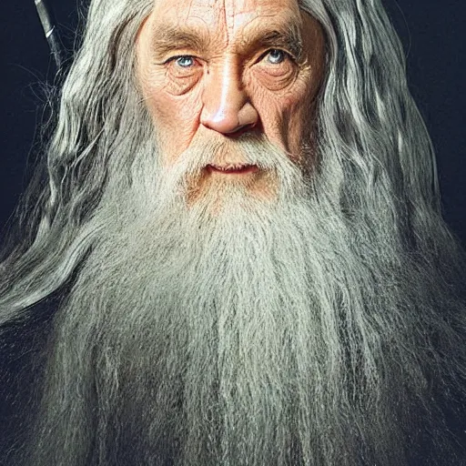 Prompt: a still from “ lord of the rings ” of a head and shoulders portrait of gandalf played by fei lung, photo by phil noto