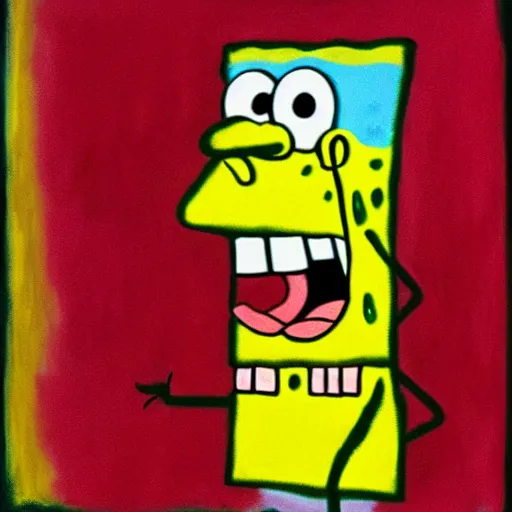 Image similar to Spongebob trapped inside a Mark Rothko painting