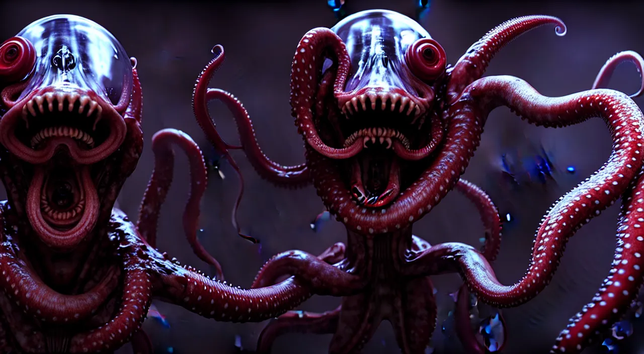 Image similar to gary busey, tentacles, horror video game, sci fi horror, alien ( 1 9 7 9 ), body horror, unreal engine, octane render, depth of field, cycles render, hd