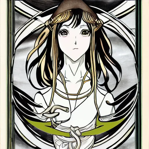 Prompt: art nouveau anime drawing of Avatar Kyoshi