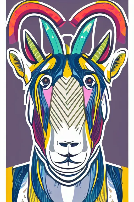 Image similar to Portrait of a drug dealer goat, sticker, andromorphic, colorful, illustration, highly detailed, simple, smooth and clean vector curves, no jagged lines, vector art, smooth