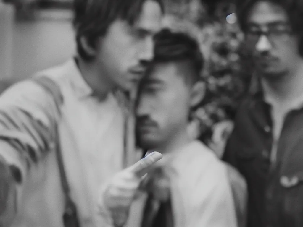 Prompt: a cinematic film still of a gay mage and his artist boyfriend, shallow depth of field, 8 0 mm, f 1. 8