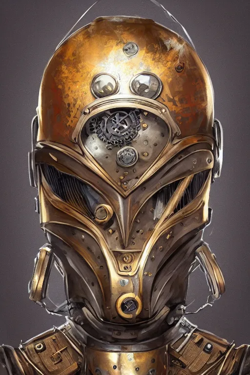 Image similar to steampunk helmet fantasy art mask robot ninja stylized digital illustration sharp focus, elegant intricate digital painting artstation concept art global illumination ray tracing advanced technology chaykin howard and campionpascale and cooke darwyn and davis jack