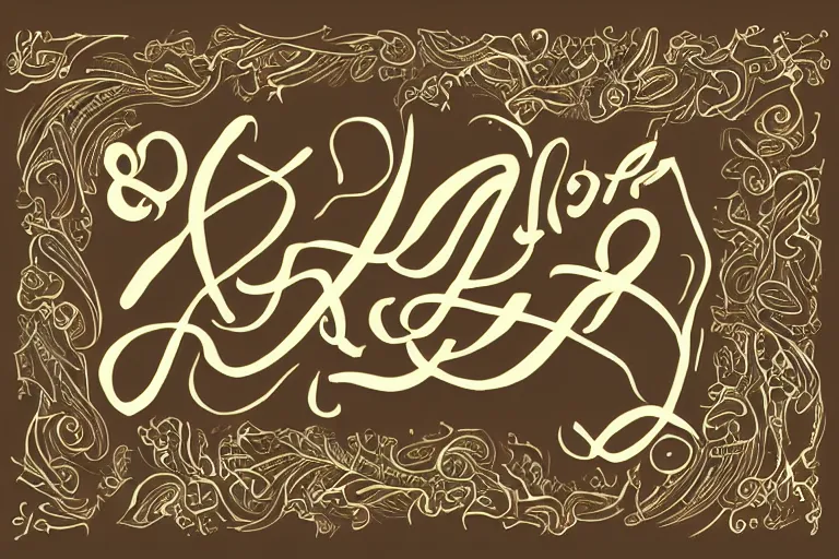 Prompt: beautiful illustration with uppercase letters, calligraphic design