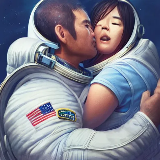 Image similar to an astronaut couple hugging each other and crying as they see earth explode, made by stanley artgerm lau, wlop, rossdraws, artstation, cgsociety, concept art, cgsociety, octane render, trending on artstation, artstationhd, artstationhq, unreal engine, 4 k, 8 k,